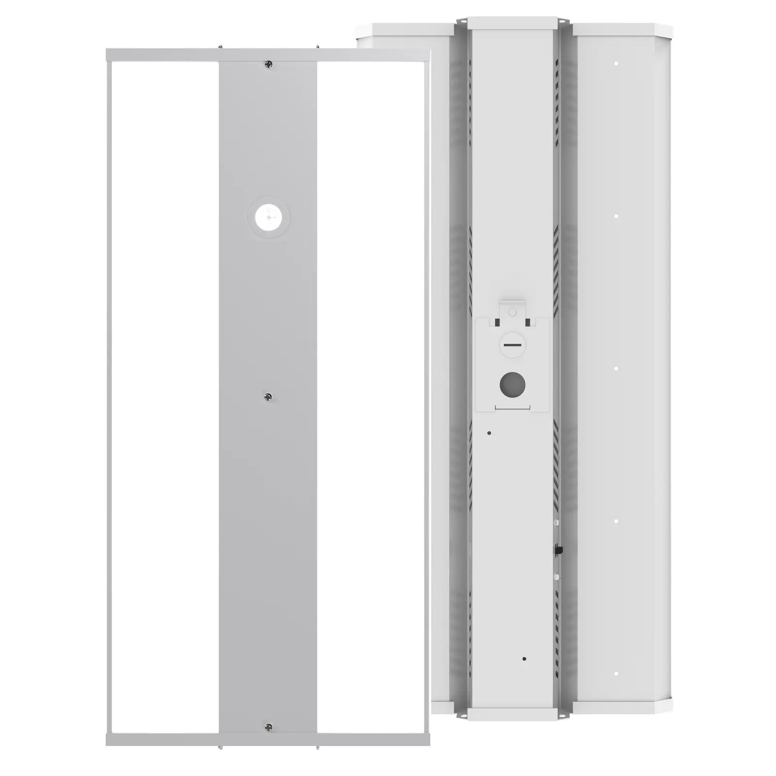 2ft Linear high bay 220W wattage and CCT adjustable front and back view