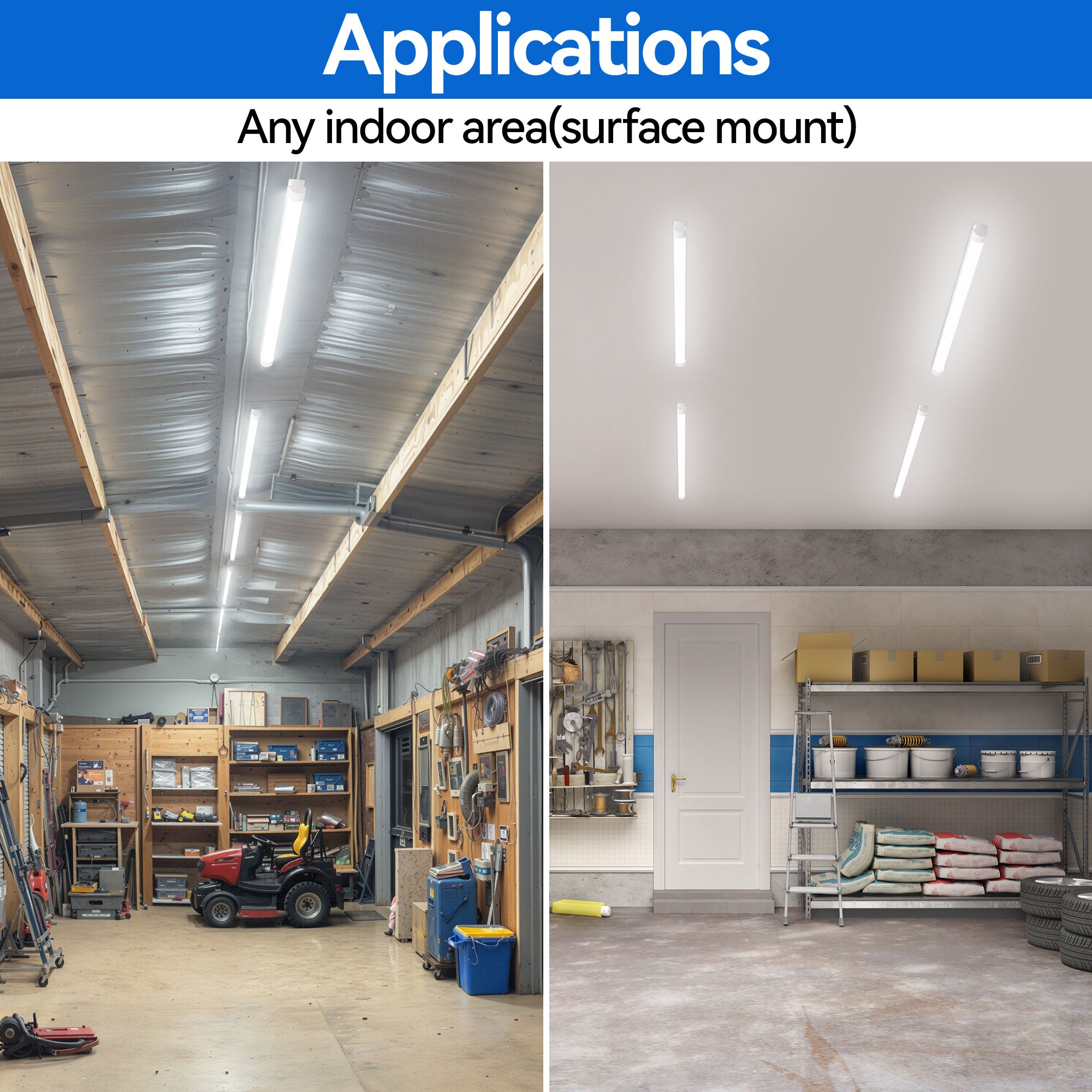 4ft LED shop light Wattage and CCT adjustable applications