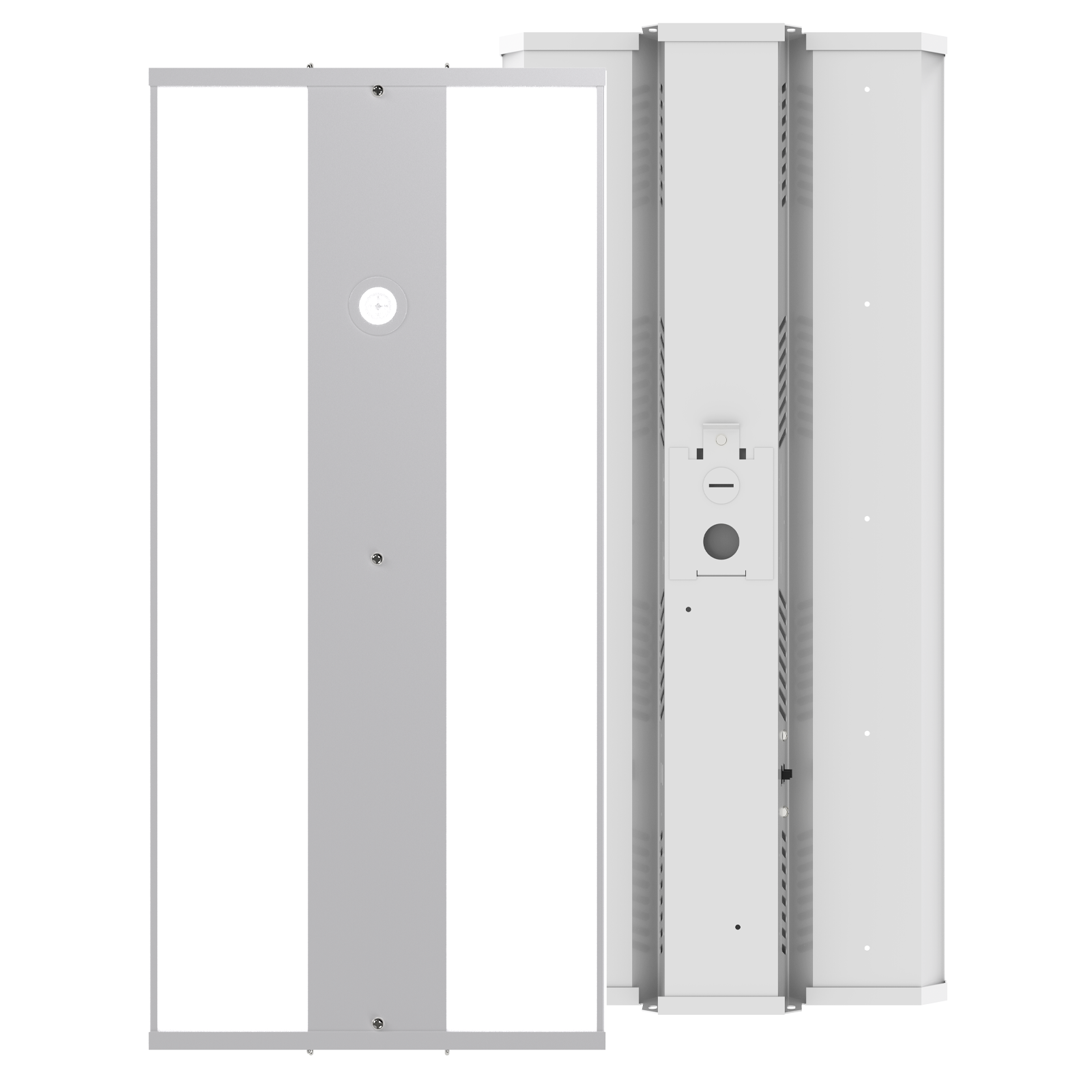 2ft Linear high bay 220W wattage and CCT adjustable front and back view